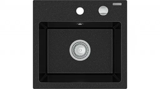 MEXEN Milo granitový, kuchyňský dřez 1 435x410 mm, černá / stříbrná metalíza 6505441000-73