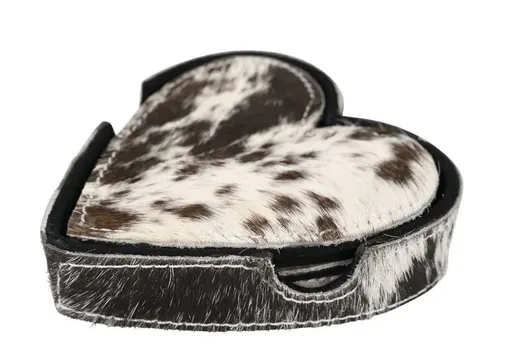 Sada 4ks kožených podtácků ve tvaru srdce Heart black - 13*13*3 cm Mars & More