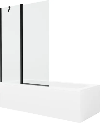 MEXEN/S Vega obdélníková vana 170 x 70 cm s panelem + vanová zástěna 120, transparent, černá 550117070X9412117000