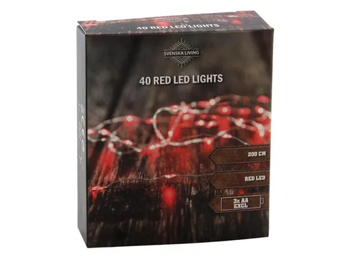 SVENSKA LIVING Světelný řetěz 40LED 200cm červený