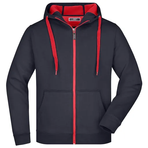 James & Nicholson (Daiber) Pánská dvoubarevná mikina JN355 - Tmavě modrá / červená | XL
