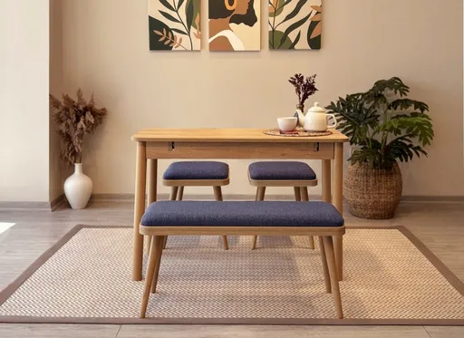 Jídelní set s rozkládacím stolem a židlemi (4 kusy) Vina Mini 04 1048 - Oak, Dark Blue