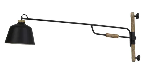 Černá kovová nástěnná lampa se dřevem Banu - 120*25*45 cm Light & Living