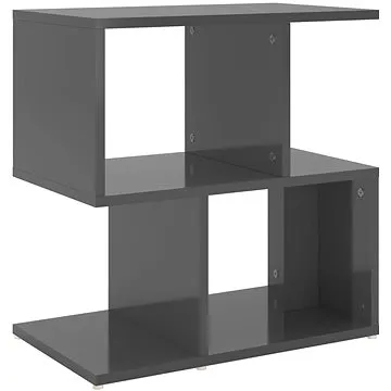 SHUMEE Noční stolek šedý s vysokým leskem 50 × 30 × 51,5 cm dřevotříska, 806380 (806380)