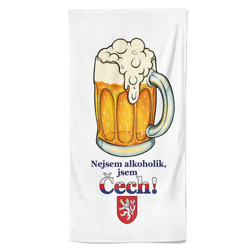 Osuška Nejsem alkoholik, jsem ČECH (Velikost osušky: 70x140cm)