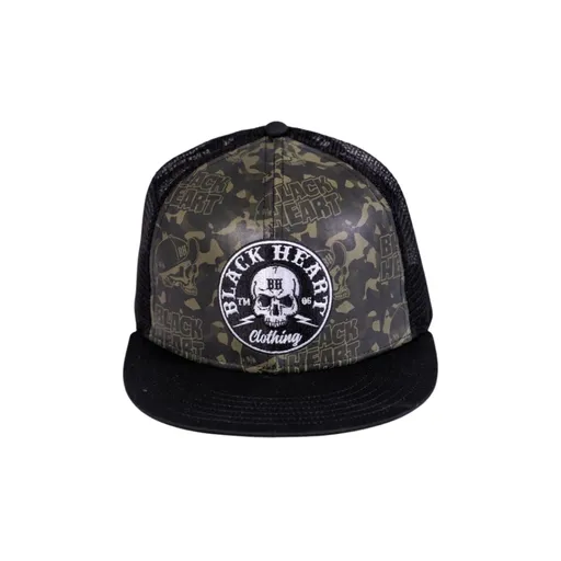 Kšiltovka BLACK HEART Bastard Skull Trucker khaki-černá