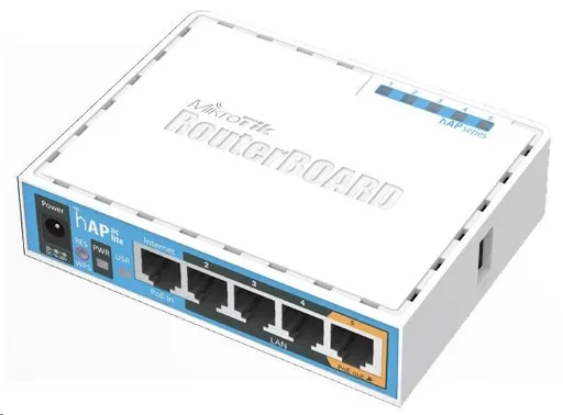 MikroTik hAP ac lite, 650MHz CPU, 64MB RAM, 5x LAN, 2.4 + 5GHz Wi-Fi 802.11b/g/n/ac, vč. L4