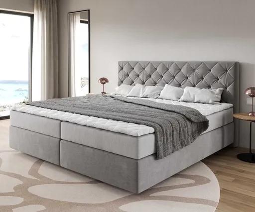 Boxspring postel Dream-Great mikrovlákno šedá 200x200 cm