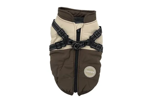 Vsepropejska City-warm zimní bunda pro psa s postrojem Barva: Hnědá, Délka zad (cm): 49, Obvod hrudníku: 52 - 66 cm