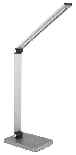 Platinet stolní LED lampa 10W stmívatelná, dotykové ovládání, bezdrátové nabíjení, USB port, stříbrn