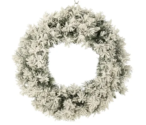 Zasněžený zelený vánoční věnec s led světýlky Snowy green L - Ø 63*13 cm J-Line by Jolipa