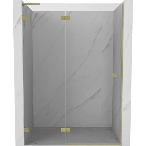 MEXEN/S Lunar L sprchové dveře křídlové levé 130, transparent, zlatá kartáčovaná 834L-130-000-55-00-L