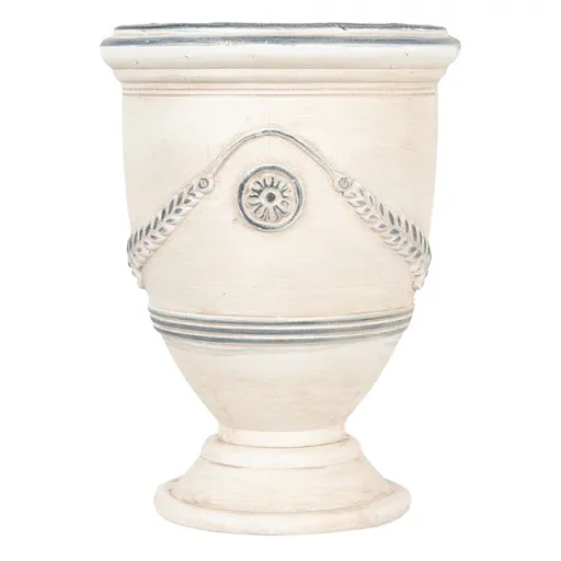 Béžový antik květináč/ váza zdobený listy Brocante - Ø 23*31 cm Clayre & Eef