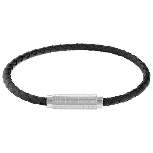 Calvin Klein Černý kožený náramek pro muže Modern Grid 35000582
