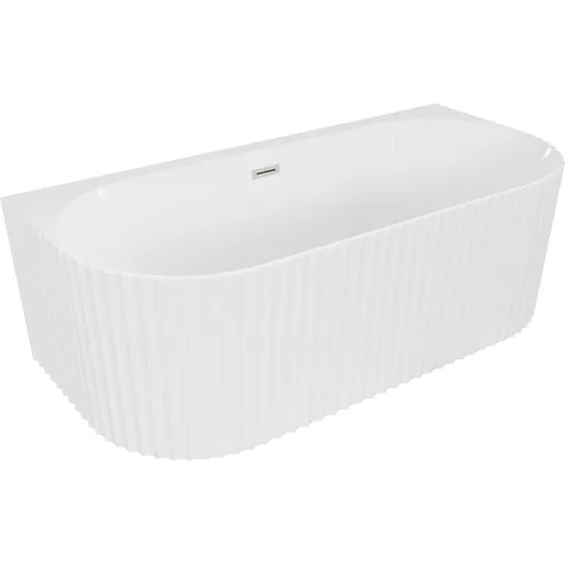 MEXEN/S Sella volně stojící vana nástěnná reliéf 150 x 75, bílá lesk, sifon a přepad nikl kartáčovaný 52711507500-97