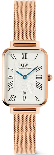 Daniel Wellington Quadro 20x26 Roman Numerals Date Melrose White Rose Gold DW00100860