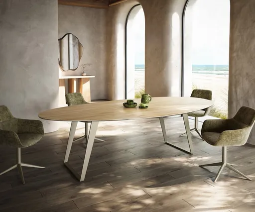 Jídelní stůl Edge oválný 280x130 cm keramika Laminam® Sabbia