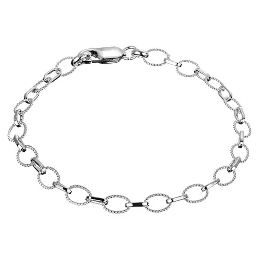 Náramek ze stříbra 925 - řetízek z vroubkovaných a lesklých oček