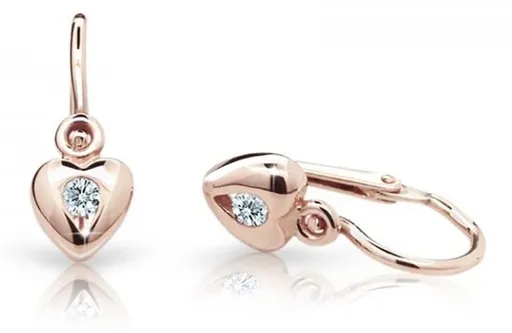 Cutie Diamonds Srdíčkové dětské náušnice z růžového zlata s brilianty DC1556-10-00-X-4