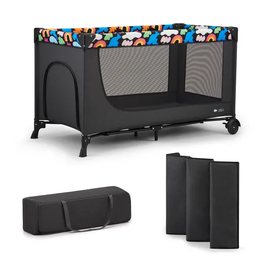 Kinderkraft Dětská cestovní postýlka Joy II. Happy Shapes
