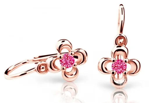 Cutie Jewellery Dětské náušnice z růžového zlata C2013-10-X-4 fuchsiová