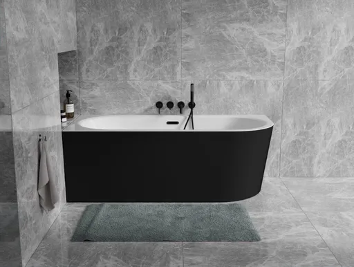 BESCO Volně stojící vana AVITA A-LINE černá/bílá, sifon se štěrbinovým přepadem Barva sifonu Zlatá, Rozměr vany 150 × 75 Způsob provedení Levé VANAVITAL15LZBW