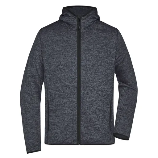 James & Nicholson (Daiber) Pánská mikina s kapucí na zip JN589 - Tmavý melír / černá | 2XL