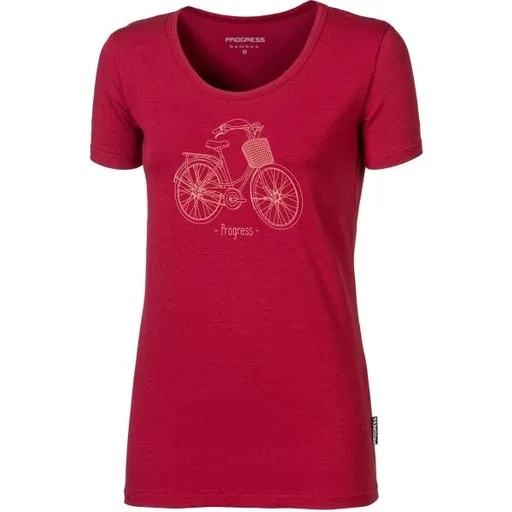 PROGRESS SASA CITYBIKE Dámské bambusové triko, vínová, velikost