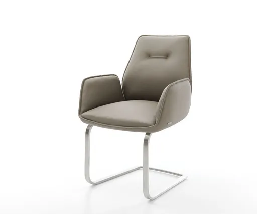 Jídelní židle Zoa-Flex pravá kůže béžová konzolová podnož