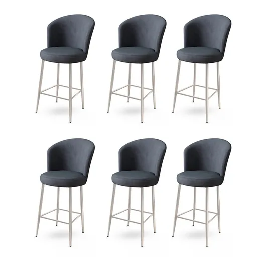 Bar Stool Set (6 Pieces) Alte - Anthracite, Chrome