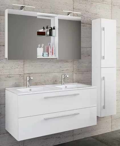 VCM 4dílná umyvadlová skříňka Budasi s vysokou skříňkou, bílá