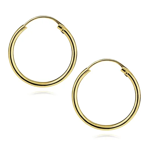 Zlaté náušnice 14K ve tvaru jednoduchých hladkých kruhů, 17 mm
