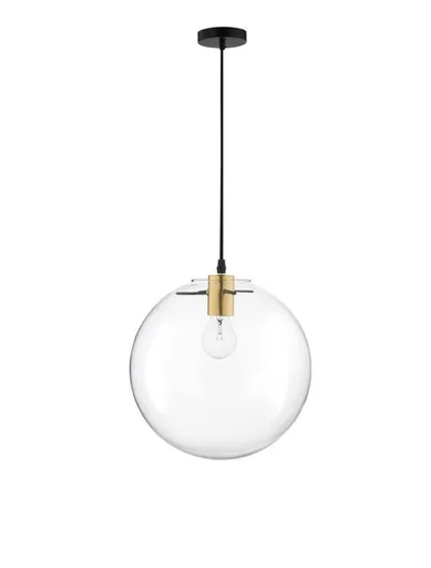 NOVA LUCE závěsné svítidlo MIRALE zlatý kov čiré sklo a černý PVC kabel E27 1x12W 230V IP20 bez žárovky 9416930