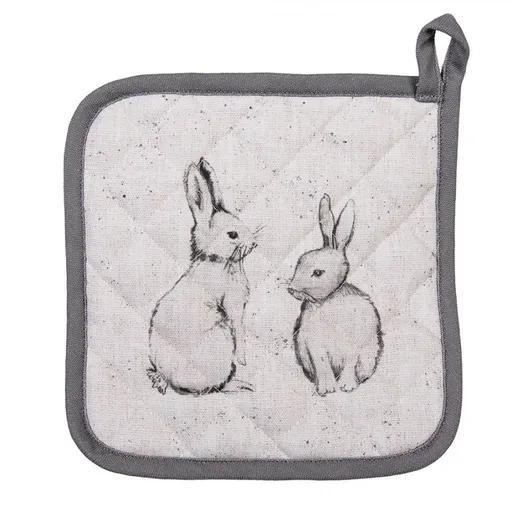 Béžová bavlněná chňapka - podložka s králíčkem Bunny Buddies - 20*20 cm Clayre & Eef