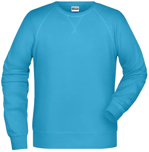 James & Nicholson (Daiber) Pánská mikina bez kapuce z biobavlny 8022 - Tyrkysová | XL