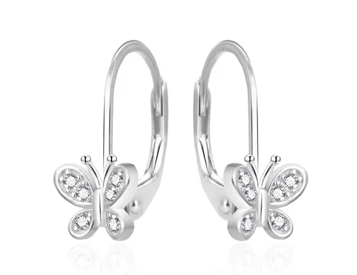 Agato Stříbrné dívčí náušnice Motýlci se zirkony AGT-ED016LW