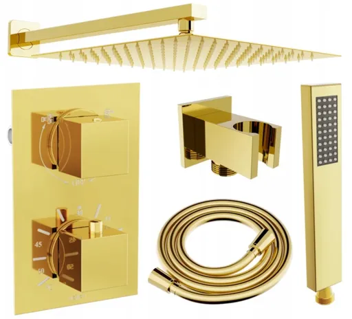 MEXEN/S Cube DR02 podomítkový sprchový SET + slim sprcha 30, zlatý 77502DR0230-50
