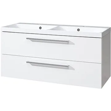 Bino koupelnová skříňka s dvouumyvadlem z litého maramoru, 120cm, bílá/bílá (CN663M)