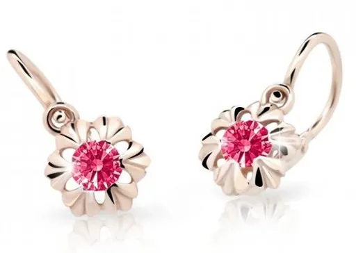 Cutie Jewellery Dětské náušnice z růžového zlata C2213-10-X-4 fuchsiová
