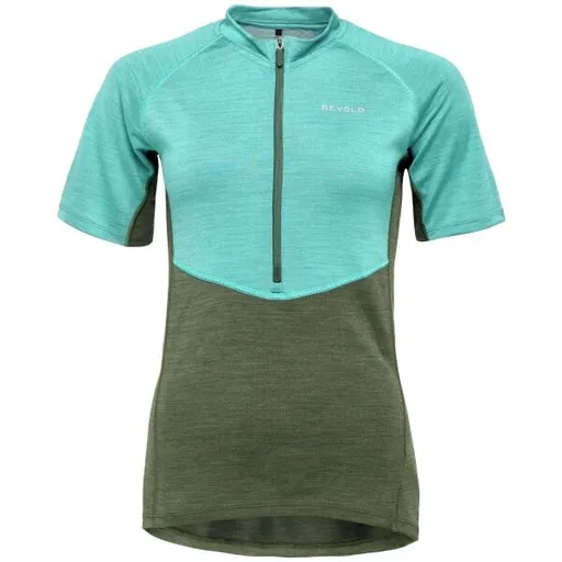 Devold STANDAL MERINO TEE ZIP NECK Dámské cyklistické triko, tyrkysová, velikost