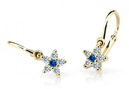 Cutie Jewellery Třpytivé dětské náušnice ze žlutého zlata C2118-10-X-1 modrá