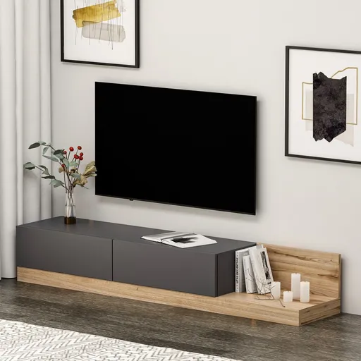 TV stolek Majör - Anthracite, Walnut
