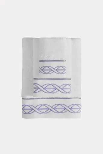 Osuška VITA 85x150 cm Bílá / lila výšivka