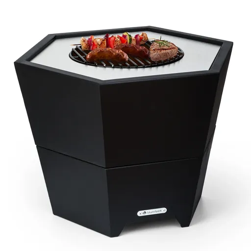 Blumfeldt Hekla 2 v 1, ohniště, Ø 60 cm, odolné vůči vodě a mrazu, grilovací deska, grilovací rošt