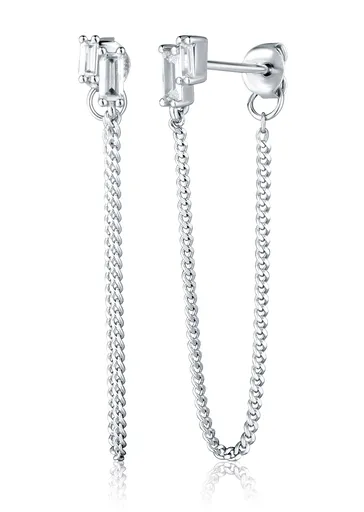 JVD Slušivé stříbrné náušnice s řetízky SVLE2974X61BI00