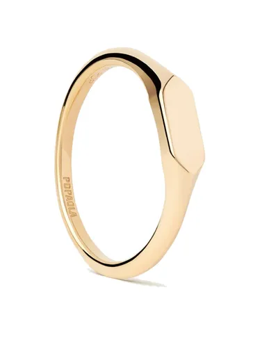PDPAOLA Minimalistický pozlacený prsten Hexagon Mini AN01-C47 50 mm