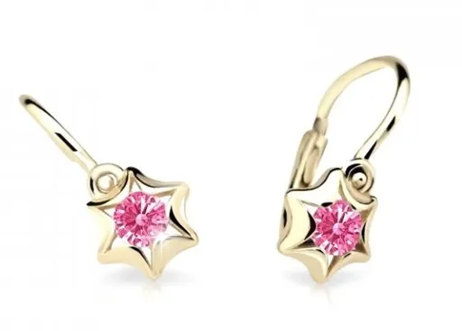 Cutie Jewellery Zlaté dětské náušnice C2159-10-X-1 fuchsiová