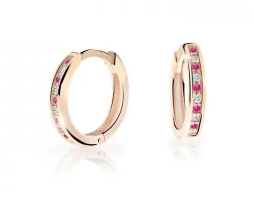 Cutie Jewellery Nadčasové kruhové náušnice z růžového zlata C3343-80-X-4 fuchsiová