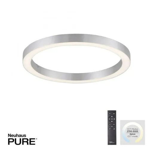 PAUL NEUHAUS LED stropní svítidlo PURE-LINES 50x50 CCT dálkový ovladač 2700-5000K hliník 6309-95
