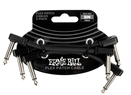 Ernie Ball Flex Patch Cable 3" Black 3-Pack